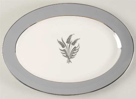 Countess Silver Wheat Gray 15" Oval Serving Platter