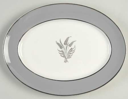 Countess Silver Wheat Gray 11" Oval Serving Platter