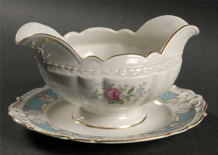 Duchess of Kent (Pearl Edge) Gravy Boat with Attached Underplate