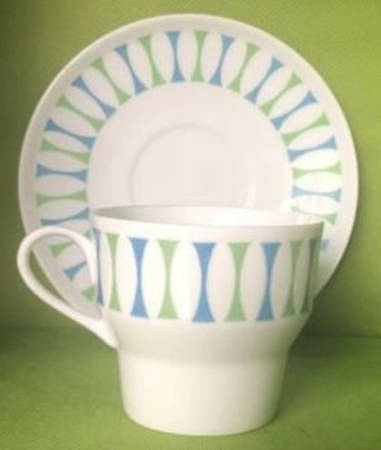 Eclipse Blue and Green Flat Cup & Saucer Set
