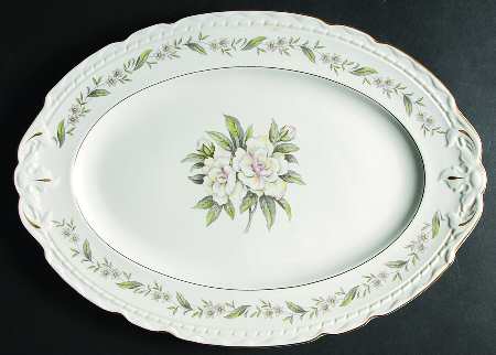 Fleur De Blanc 15" Oval Serving Platter