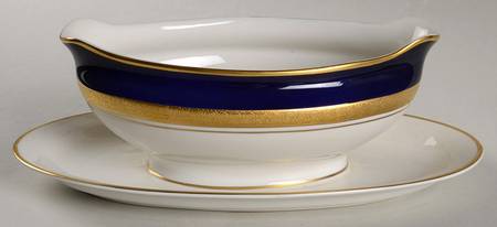 Imperial Cobalt Gravy Boat with Attached Underplate