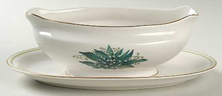 Lily of The Valley Gravy Boat with Attached Underplate