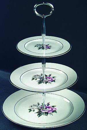 Margaret Rose 13 7/8"-14 1/4" 3-Tiered Serving Tray(DP,SP,BB) HC