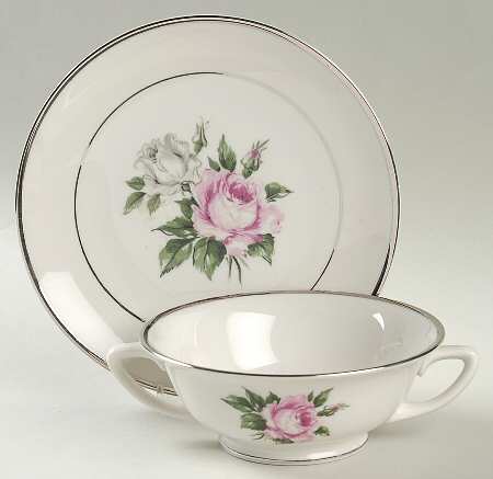 Margaret Rose Footed Cream Soup Bowl & Saucer Set
