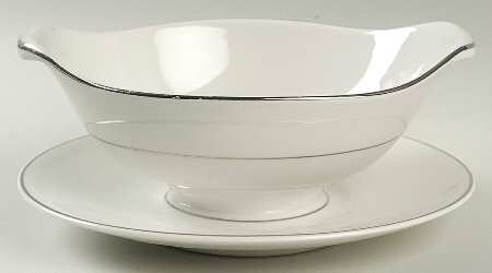 Moderne (Platinum Trim) Gravy Boat with Attached Underplate