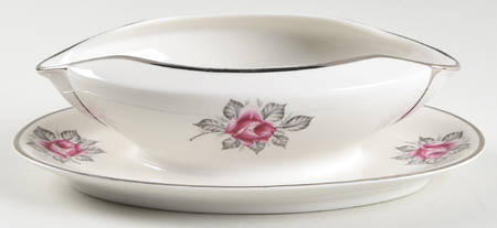 Normandy Rose Gravy Boat with Attached Underplate