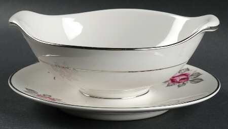 Normandy Rose Gravy Boat with Attached Underplate