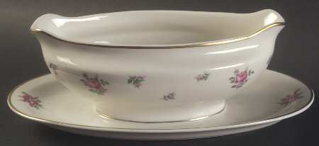 Rambler Rose Gravy Boat with Attached Underplate