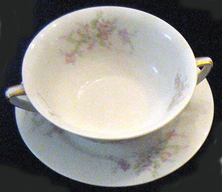 ROJ110 Footed Cream Soup Bowl & Saucer Set