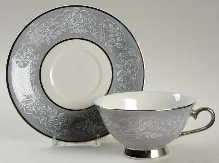 Rose Point Footed Cup & Saucer Set