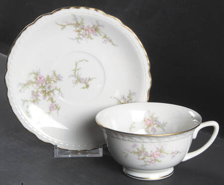Sandra (Gold Trim) Footed Cup & Saucer Set