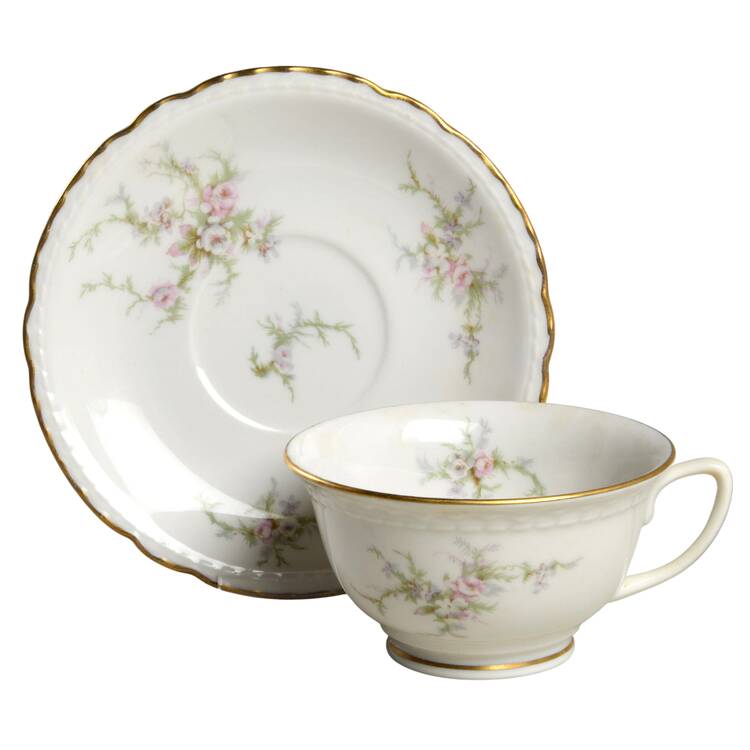 Sandra (Gold Trim) Footed Cup & Saucer Set