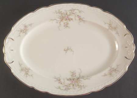 Sandra (Gold Trim) 15" Oval Serving Platter