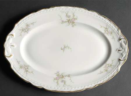 Sandra (Gold Trim) 14" Oval Serving Platter