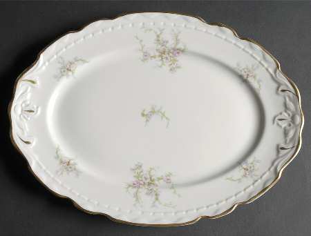 Sandra (Gold Trim) 12" Oval Serving Platter