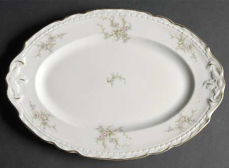 Sandra (Gold Trim) 13" Oval Serving Platter