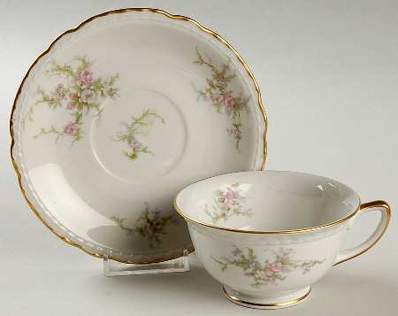 Sandra (Gold Trim) Footed Cup & Saucer Set