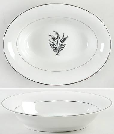 Silver Wheat White 10" Oval Vegetable Bowl