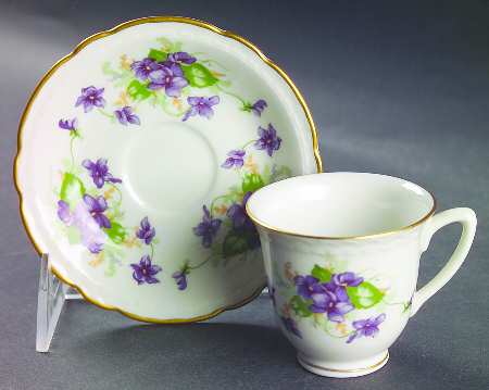 Woodland Violets Footed Demitasse Cup & Saucer Set