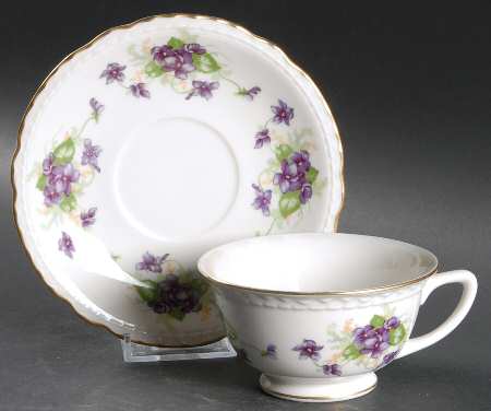 Woodland Violets Footed Cup & Saucer Set