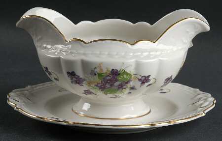 Woodland Violets Gravy Boat with Attached Underplate