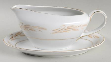 Gold Wheat Gravy Boat & Underplate