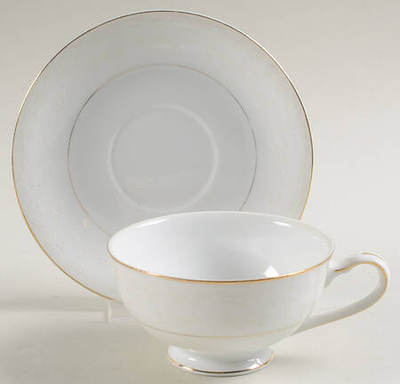 Sovereign (1886, White Flowers) Footed Cup & Saucer Set