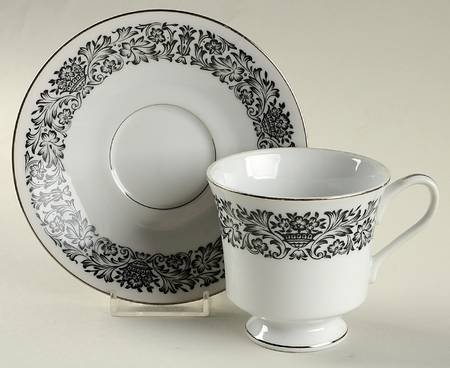 Midnight Lace Footed Cup & Saucer Set
