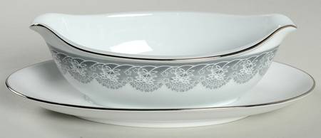 Moon Shadow Gravy Boat with Attached Underplate