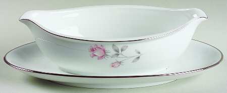 Rose Crest Gravy Boat with Attached Underplate