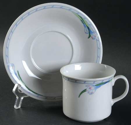 Fleur Blue Flat Cup & Saucer Set