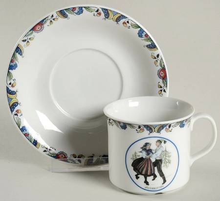 Swedish National Costumes Flat Cup & Saucer Set