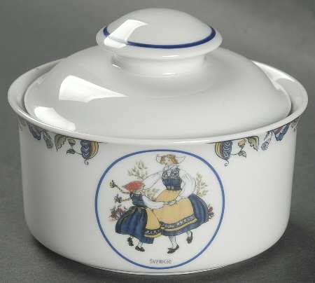 Swedish National Costumes Sugar Bowl & Lid