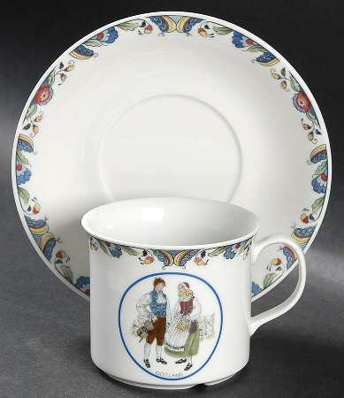 Swedish National Costumes Flat Cup & Saucer Set