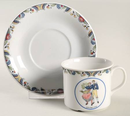 Swedish National Costumes Flat Cup & Saucer Set