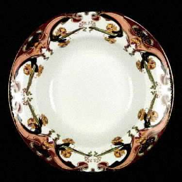 Iris Tan Multicolor Rim Soup Bowl