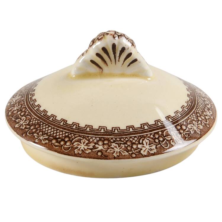 Jenny Lind Brown Multicolor (Leaf Border) Lid for Teapot