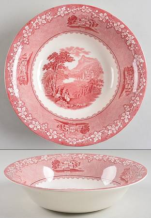 Jenny Lind Pink (Off White Background) 8" Round Vegetable Bowl
