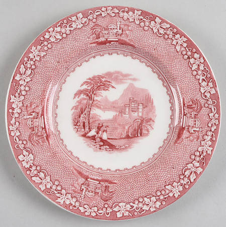 Jenny Lind Pink (Off White Background) Bread & Butter Plate