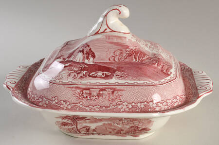 Jenny Lind Pink (Off White Background) Square Covered Vegetable