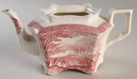 Jenny Lind Pink (Off White Background) Teapot No Lid