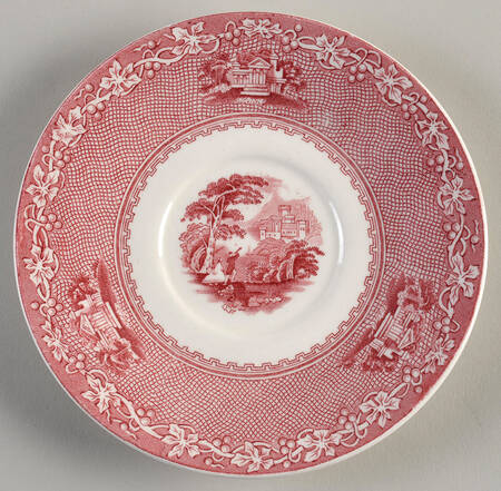 Jenny Lind Pink (Off White Background) Saucer for Flat Cup