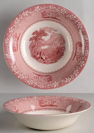Jenny Lind Pink (Off White Background) 9" Round Vegetable Bowl