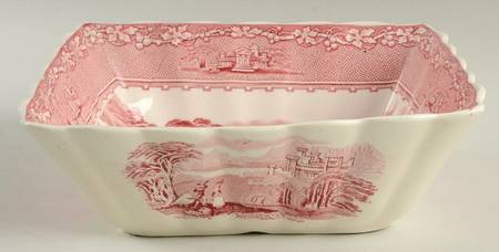 Jenny Lind Pink (Off White Background) 7" Square Vegetable Bowl