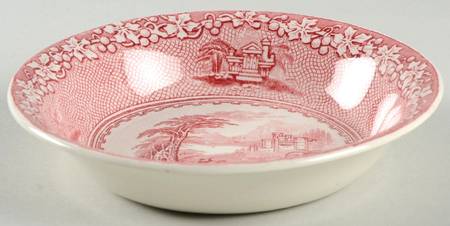 Jenny Lind Pink (Off White Background) Fruit/Dessert (Sauce) Bowl