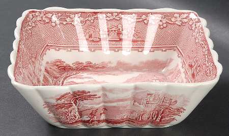 Jenny Lind Pink (Off White Background) 6" Square Vegetable Bowl