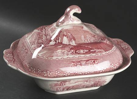 Jenny Lind Pink (Off White Background) Square Covered Vegetable