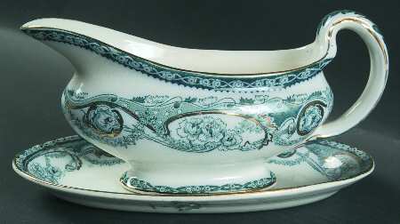 Renown Blue and Green Gravy Boat & Underplate/Relish