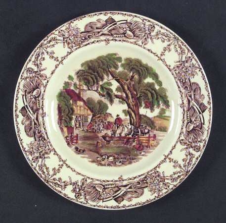 Rural Scenes Brown Multicolor Salad Plate